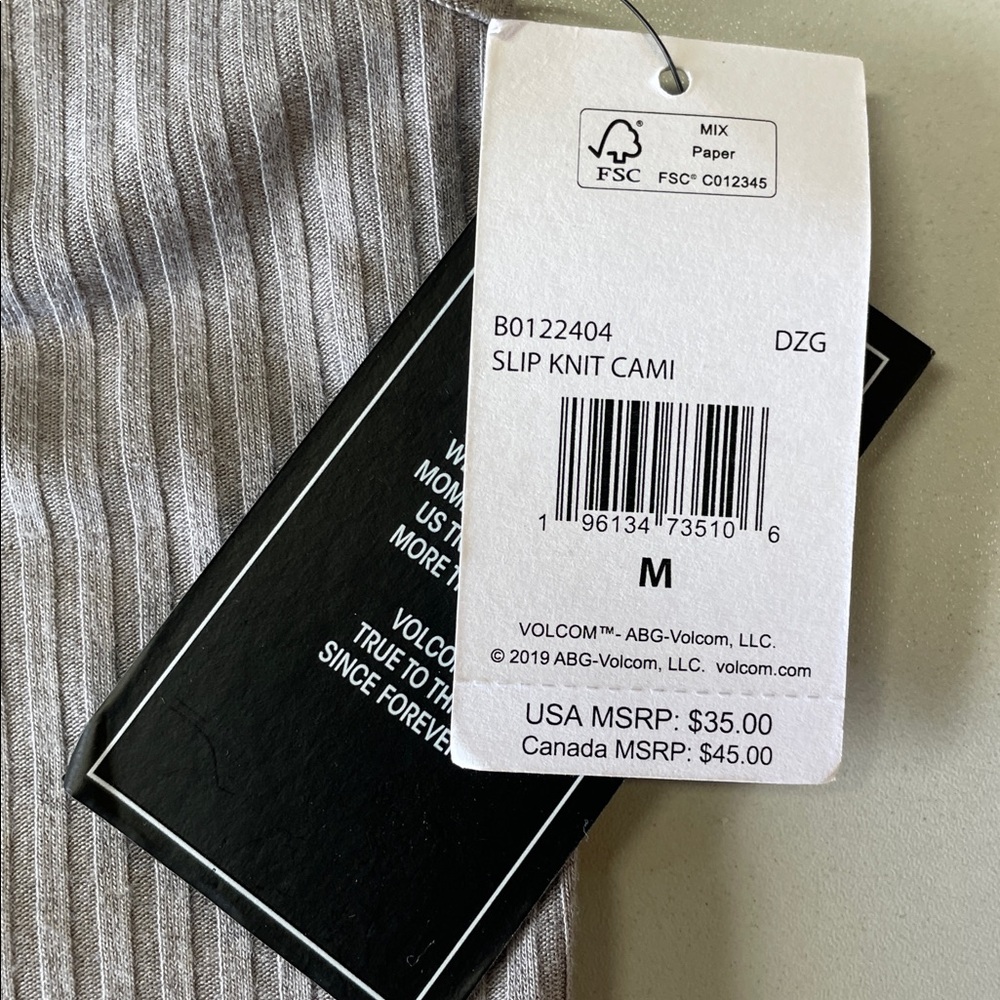 VOLCOM Women's Slip Knit Cami Top Size M In Daze Grey - Picture 4 of 6